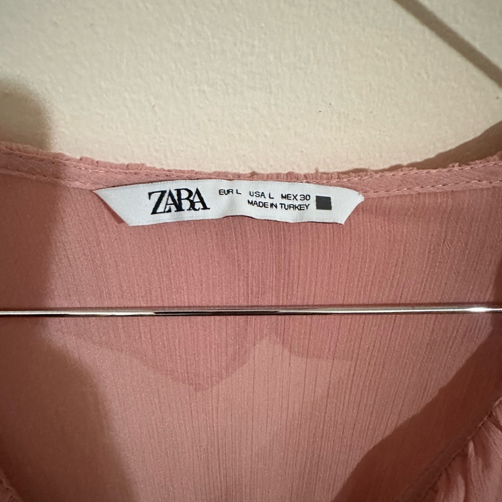 Zara Blush Long Sleeve Dress with Ruffles - Picture 2 of 4